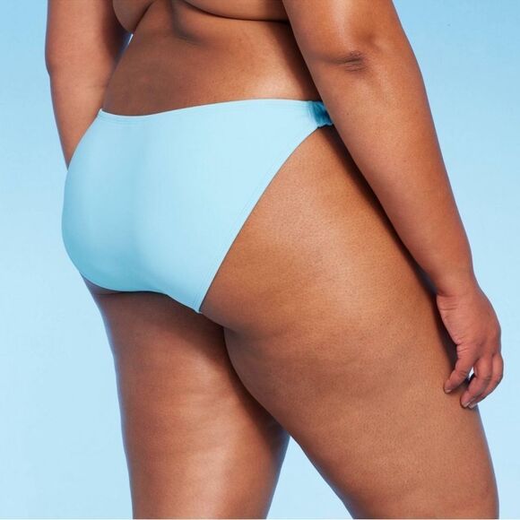 * NWT Wild Fable Size X Ruffle Strap High Leg Cheeky Blue Bikini Swim Bottom - Picture 4 of 8